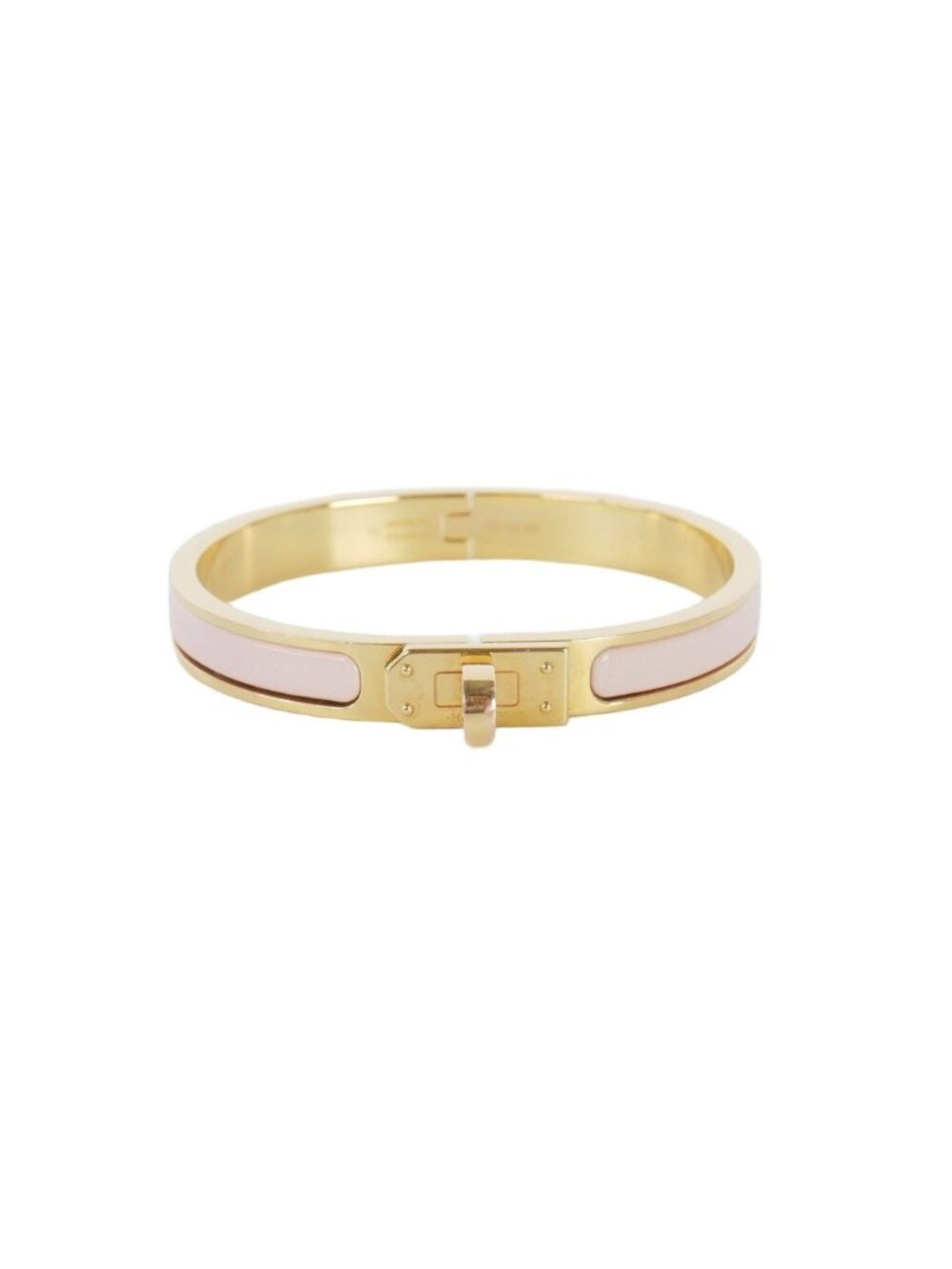 Hermes Mini Clic Kelly Enamel Bracelet PM Bangle Gold Pink